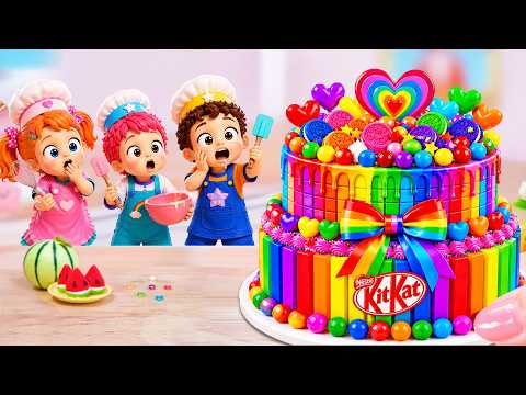 Amazing Rainbow KitKat Heart Cake 🌈 How To Make Mini Rainbow Cake Decorating Ideas✨Sweet Cake Master