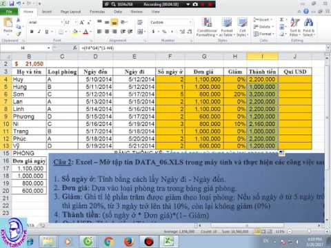 Video Đáp Án Bài Tập 6 EXCEL Nghề Tin Học Văn Phòng || Đề... - YouTube
