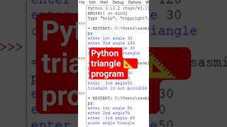 Check Triangle Type 🔺 | Right, Acute or Obtuse Angled Triangle in Python | If Elif Program-short