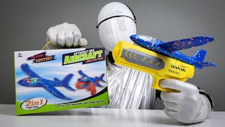 Aeroplane Gun | Catapult Gun Aircraft | Foam Plane launcher Gun Unboxing and Fun Video screenshot 5