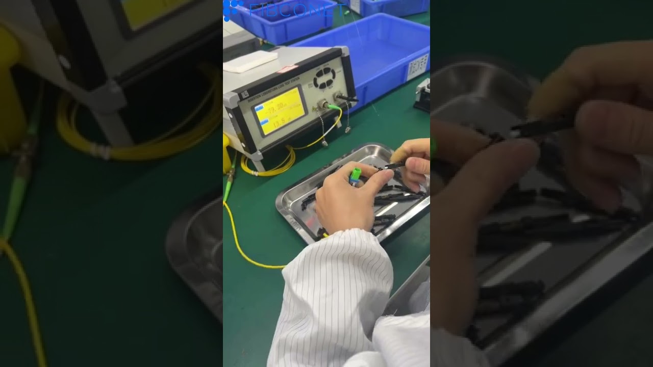 Test process of insertion loss fiber optic fast connector - YouTube