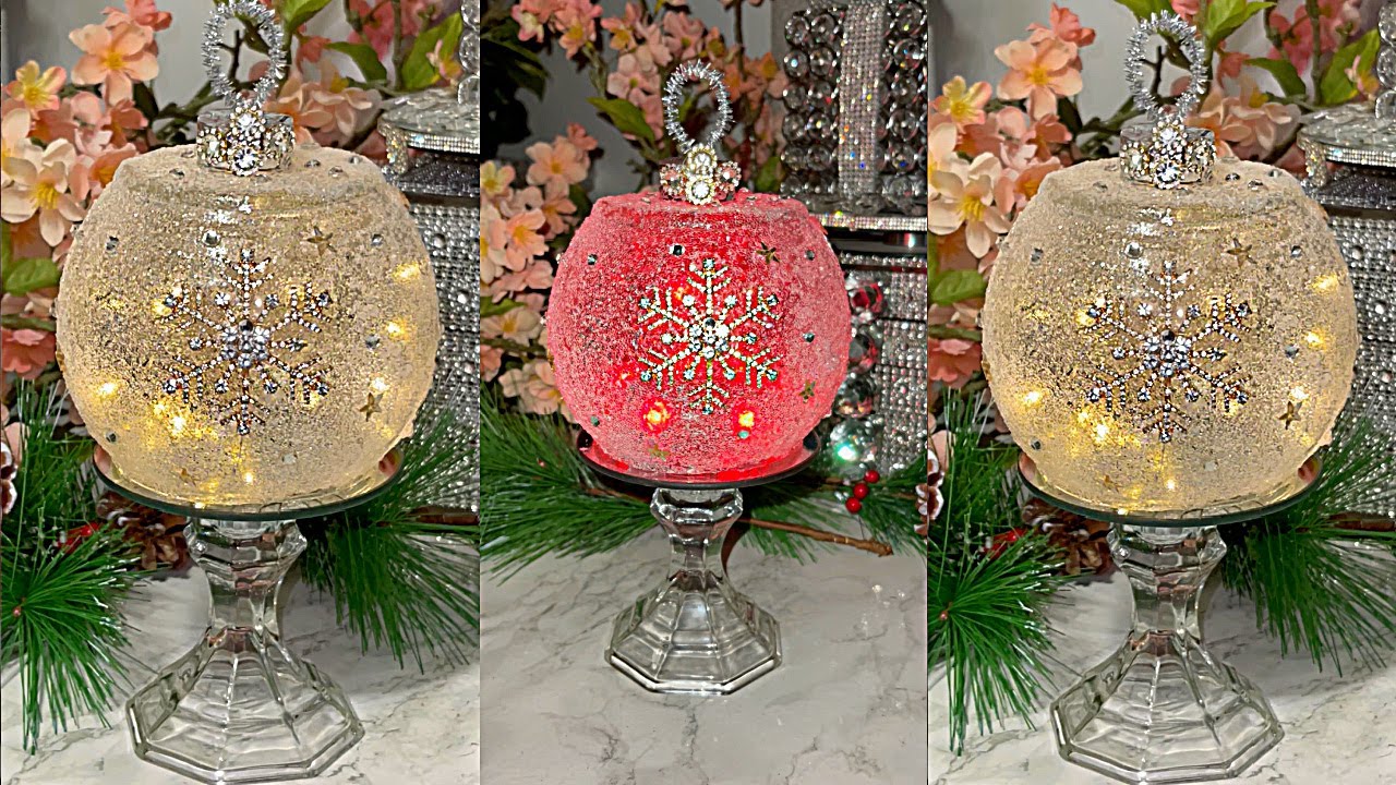 DIY ROOM DECOR! LARGE GLASS MIRROR CHRISTMAS ORNAMENT HOME DECOR