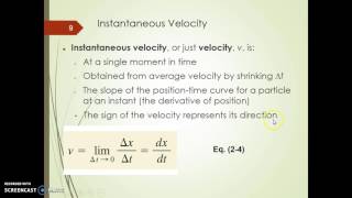 Phys 211 Intro to Position, Velocity and Acceleration