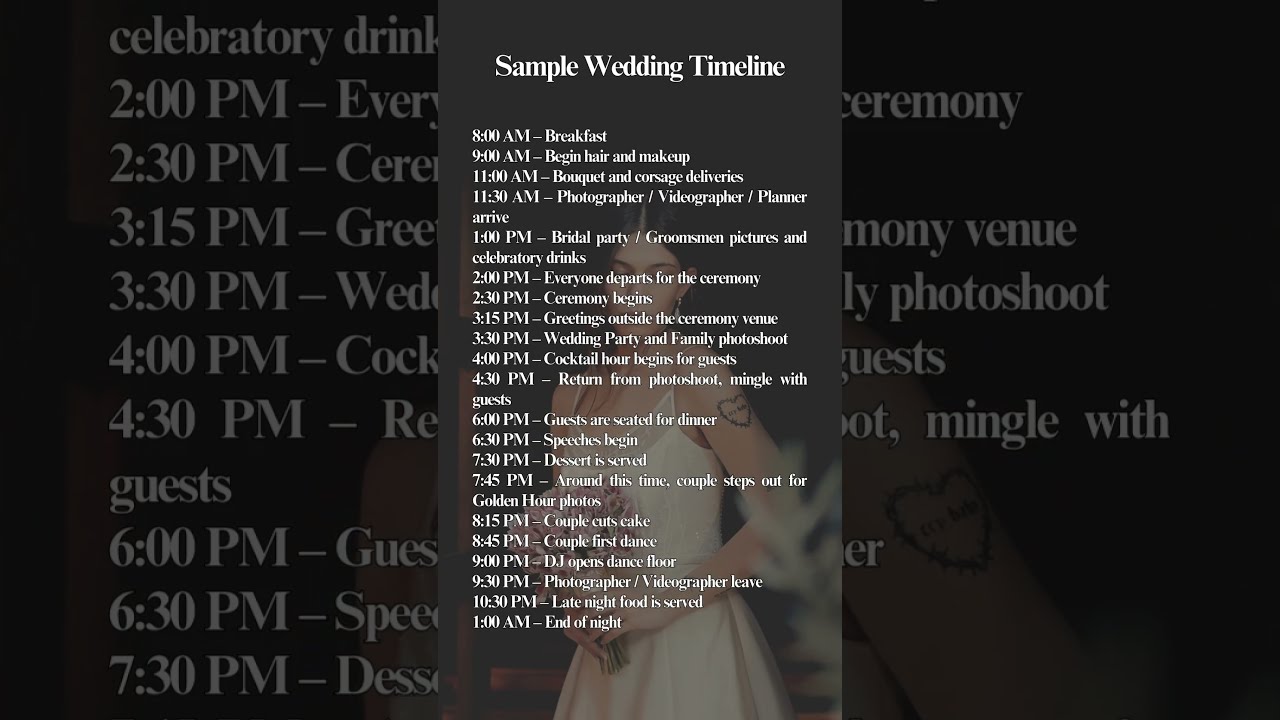 Sample Wedding Timeline  