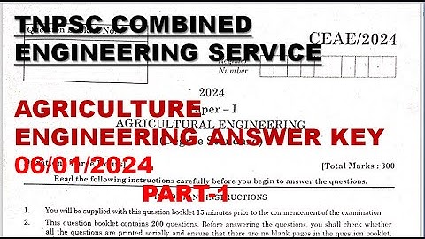 TNPSC CESE AGRI ENGINEERING PART-1 ANSWER KEY 2024