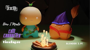Blender 2.91 Cute Two Character Tutorial (Timelapse)