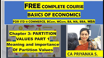 Basics of Economics Chapter 3: Part 1: Meaning and importance of partition values in Economics