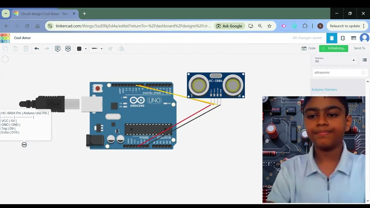 Ultrasonic Sensor Tutorial | Tinkercad Simulation + Real Life Arduino