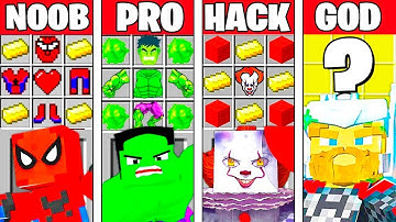 Minecraft Battle: SUPERHEROES CRAFTING CHALLENGE - NOOB vs PRO vs HACKER vs GOD ~ Funny Animation