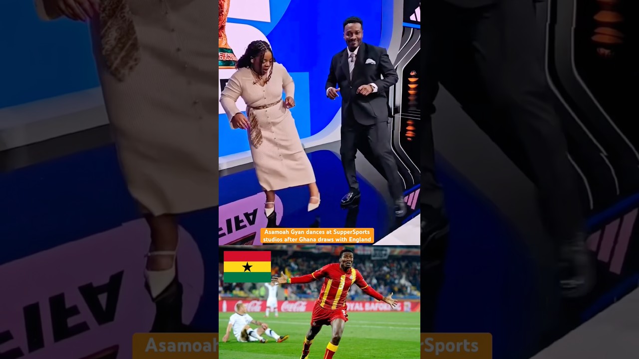 Asamoah Gyan dances after Ghana draws with England at SuperSports studios  🇬🇭❤️
