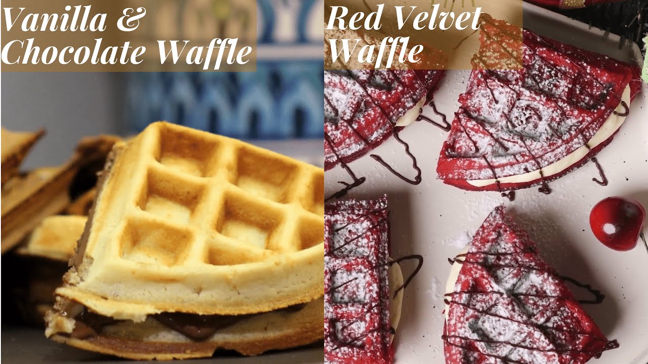 Vanilla, Chocolate, and Red Velvet Waffle | Café Style Waffle