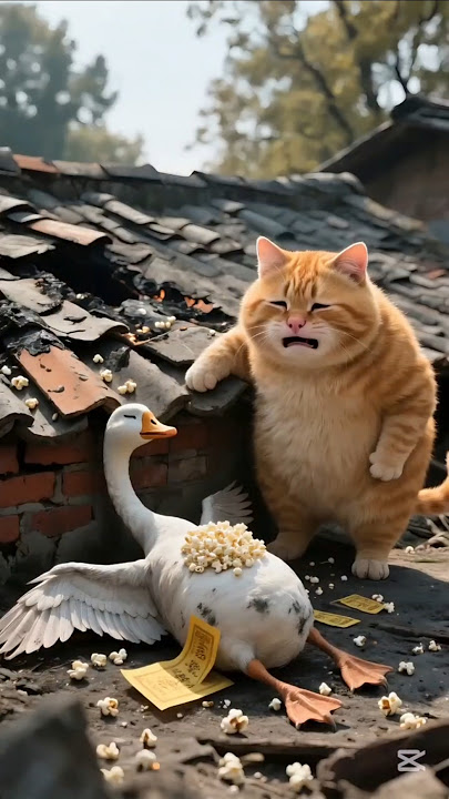 The popcorn machine killed my friends 🤣#catstory #aicat #cuteanimal