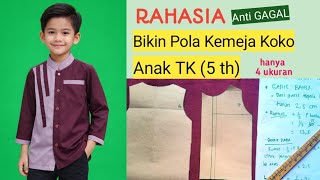 Cara Membuat Pola Kemeja Koko Anak Usia 5 tahun | DIY Boys Shirt Pattern Tutorial
