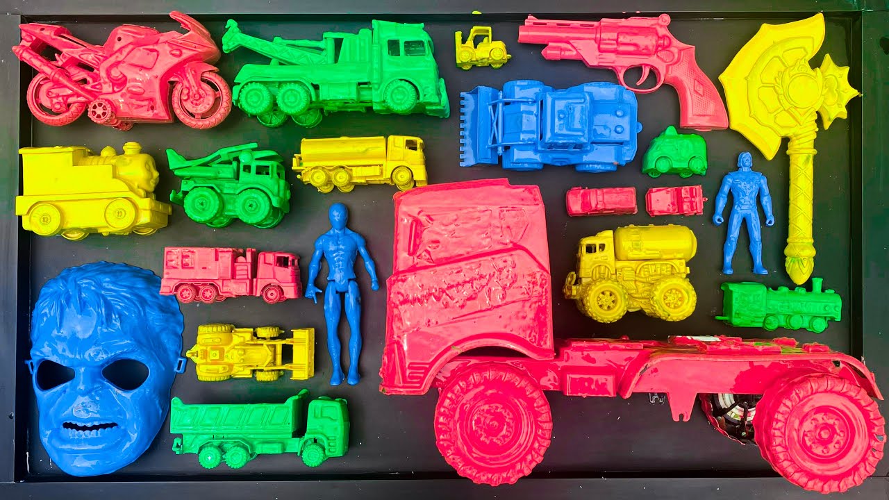 Membersihkan mobil mobilan, mobil balap, motor balap, kereta, avanger, mobil monster, truk tangki