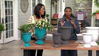 Garden Reflections S/2 Staggered Height Ceramic Urn Planters on QVC