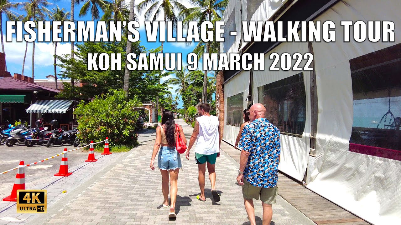 4K Koh Samui Fisherman village Walking street - Virtual walking tour | Streets of Thailand 2022