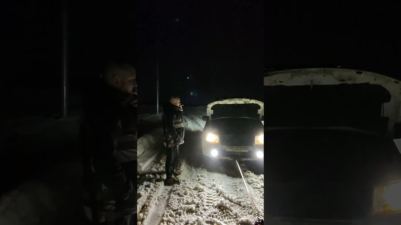 Случайное спасение сразу 3 машин на проселочной дороге 