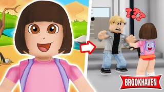 DORA L'EXPLORATRICE SE PERD SUR BROOKHAVEN ! (elle est débile 😂) | ROBLOX BROOKHAVEN RP