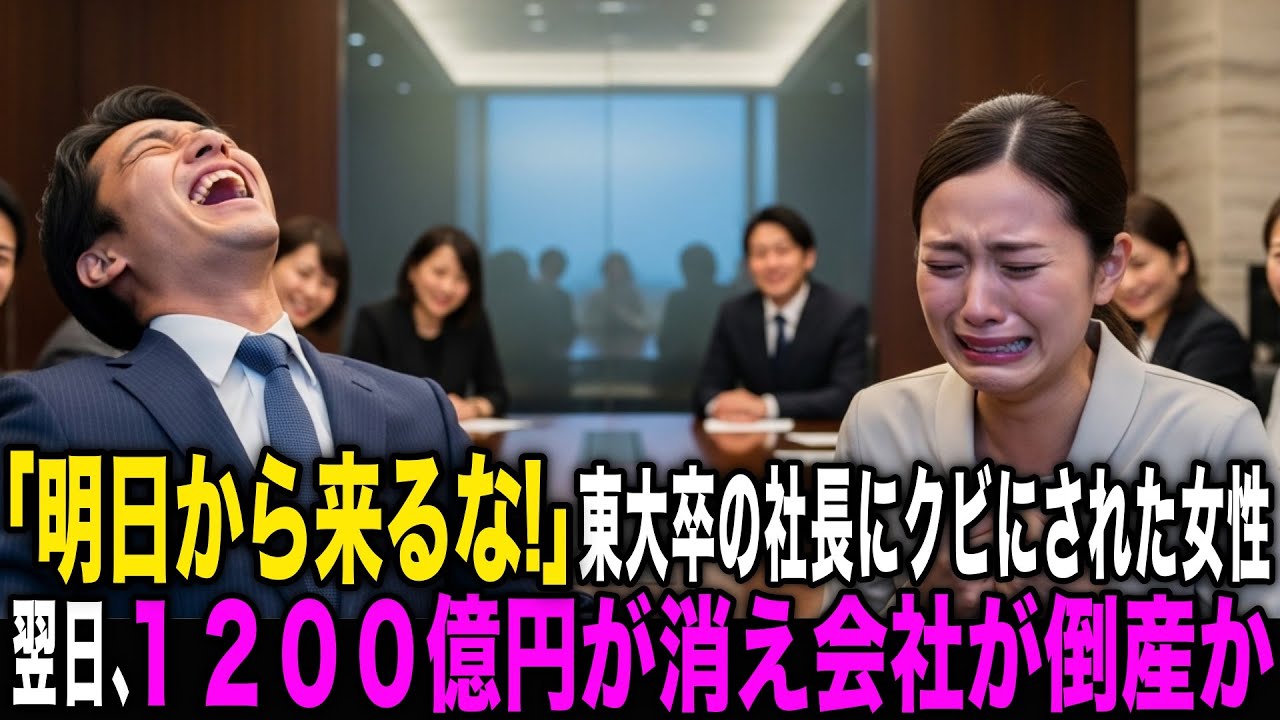 「明日から来るな！」東大卒の社長に解雇された若手社員。だが翌日、年間取引１２００億円の契約が破棄されて会社は倒産に！？