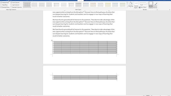 Microsoft Word How to keep whole table together on one page