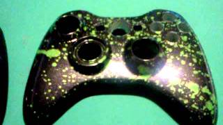 Xbox 360 black & green splatter controller