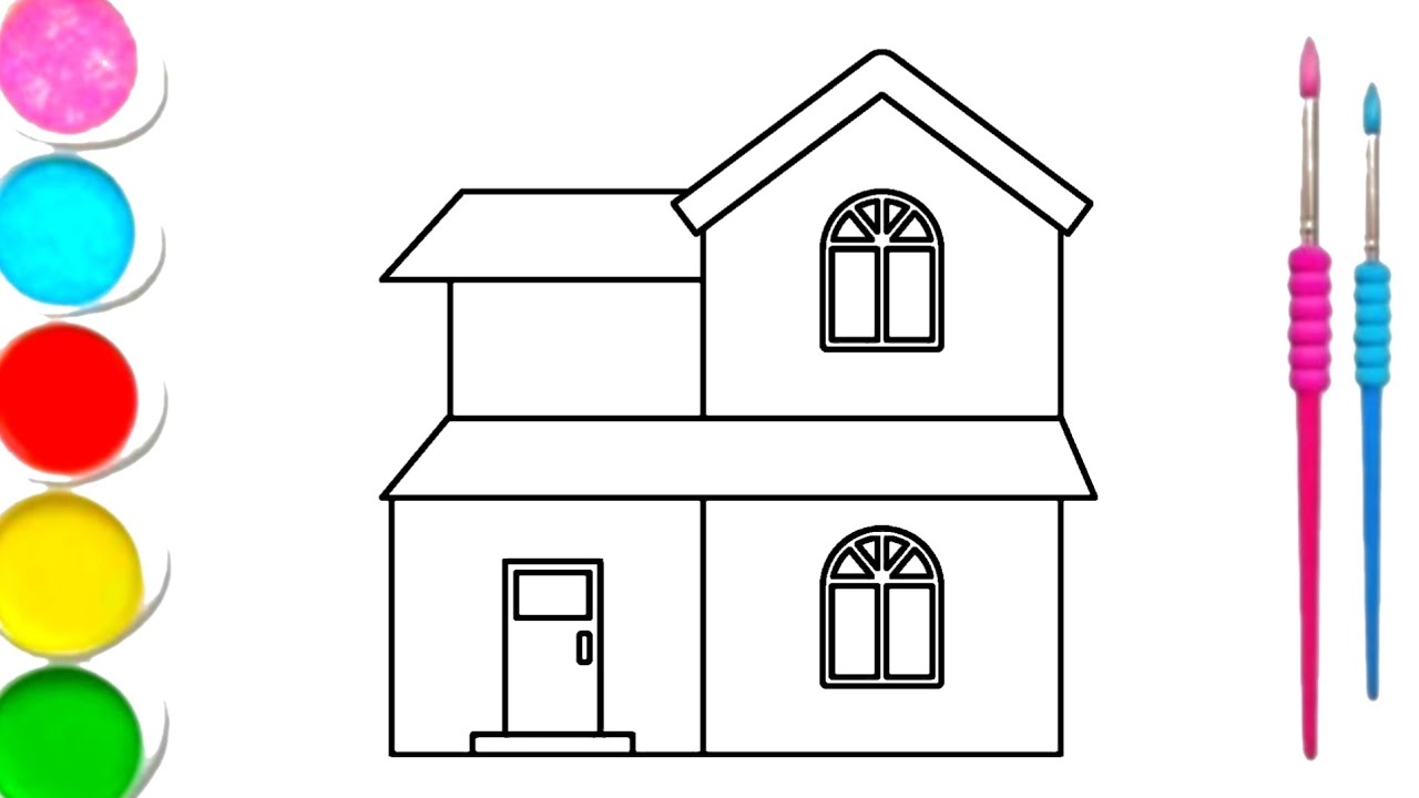 house drawing for kids with colour / house shape drawing / drawing for kids