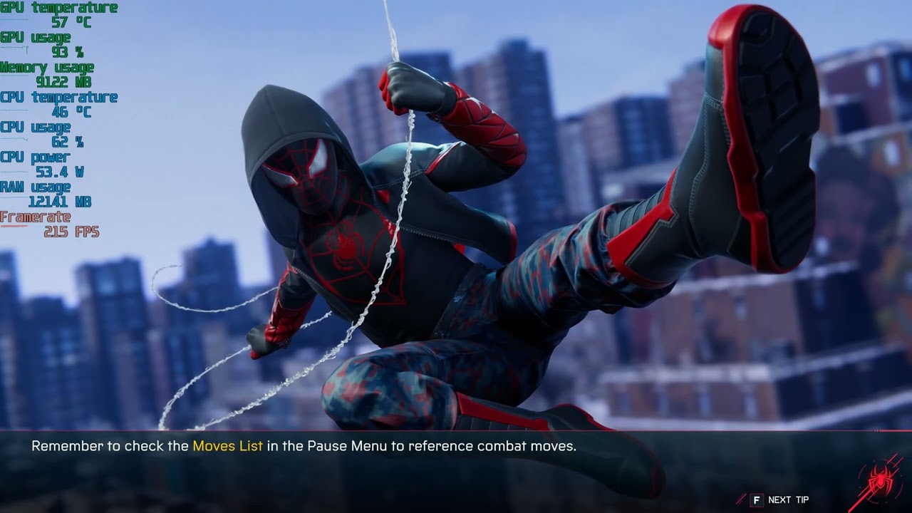 4K 200 FPS DLSS RTX 4080 Spiderman Miles Morales Gameplay High Settings