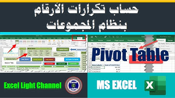 الجدول المحوري ـ 3 ـ حساب تكرارات الأرقام بنظام المجموعات  PIVOT TABLE