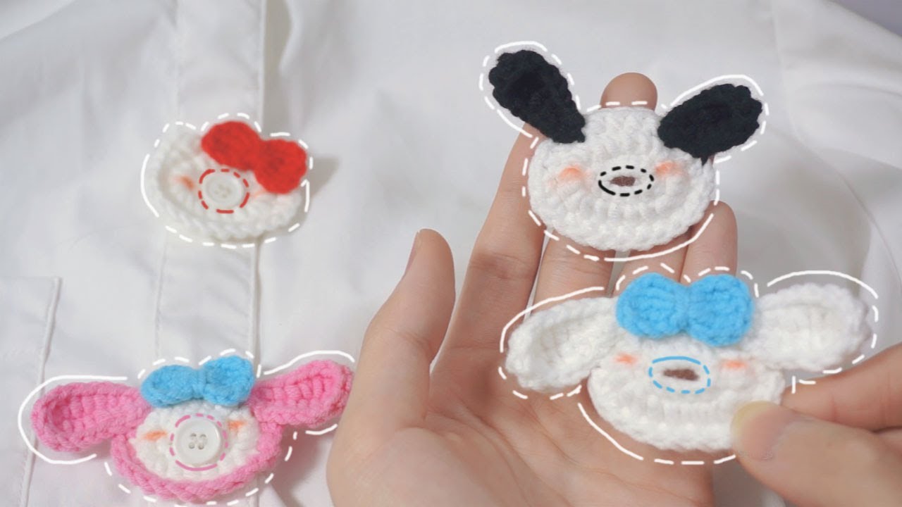 Crochet Buttons: Cinnamoroll, Melody, Hello Kitty, Pochacco || Móc Len Khuy Cài Áo Nhân Vật Sanrio