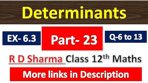 Determinants | R D Sharma Class 12th Maths Solution | Dhanpat Rai Publication | Chapter 6 | Part 23