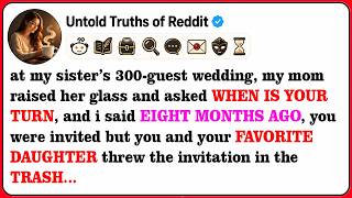At my sister's 300 guest wedding, Mom raised her glass and asked,  So, when's your turn