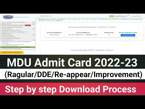 mdu admit card 2022 || mdu admit card kaise nikale || mdu exam news ||