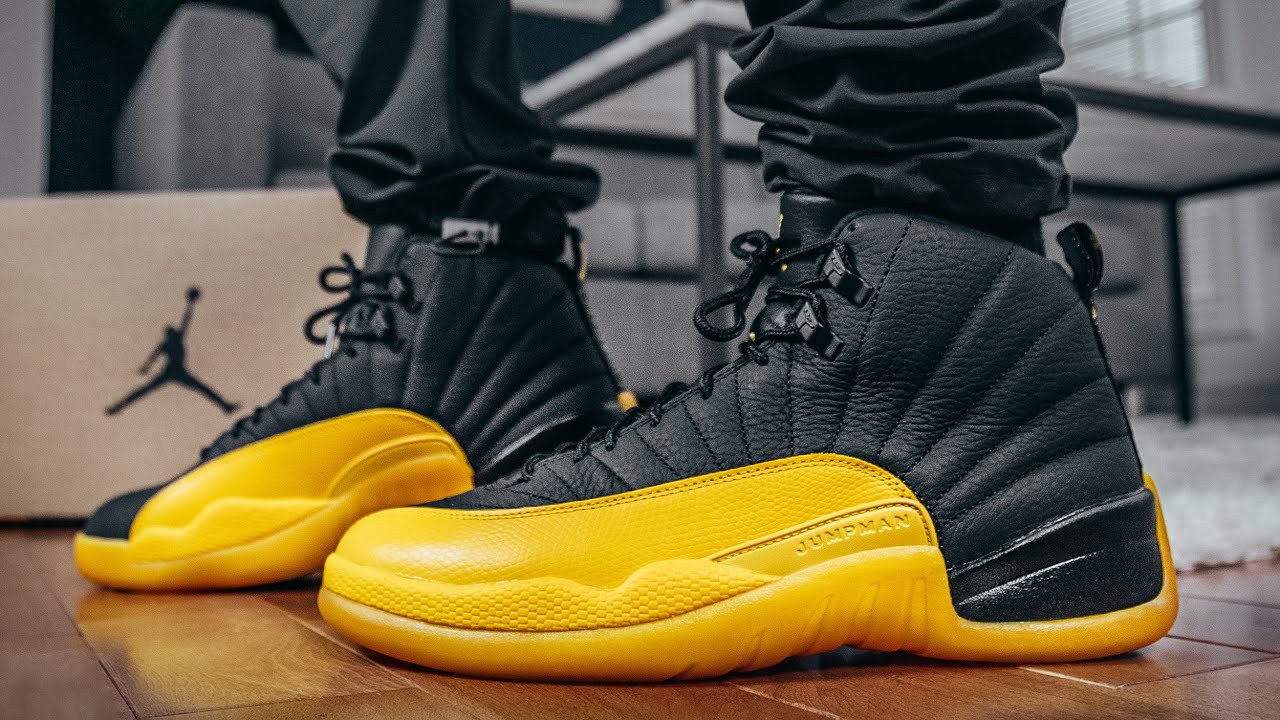 jordan 12 university gold on feet