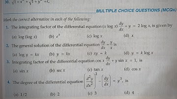 RD SHARMA MCQ Q1 TO Q7 SOLUTION OF DIFFERENTIAL EQUATIONS CHAPTER 21 FOR CLASS 12(PART1)