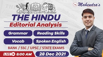 The Hindu Newspaper Analysis | The Hindu Vocabulary | The Hindu Editorial Analysis | 28th Dec 2021