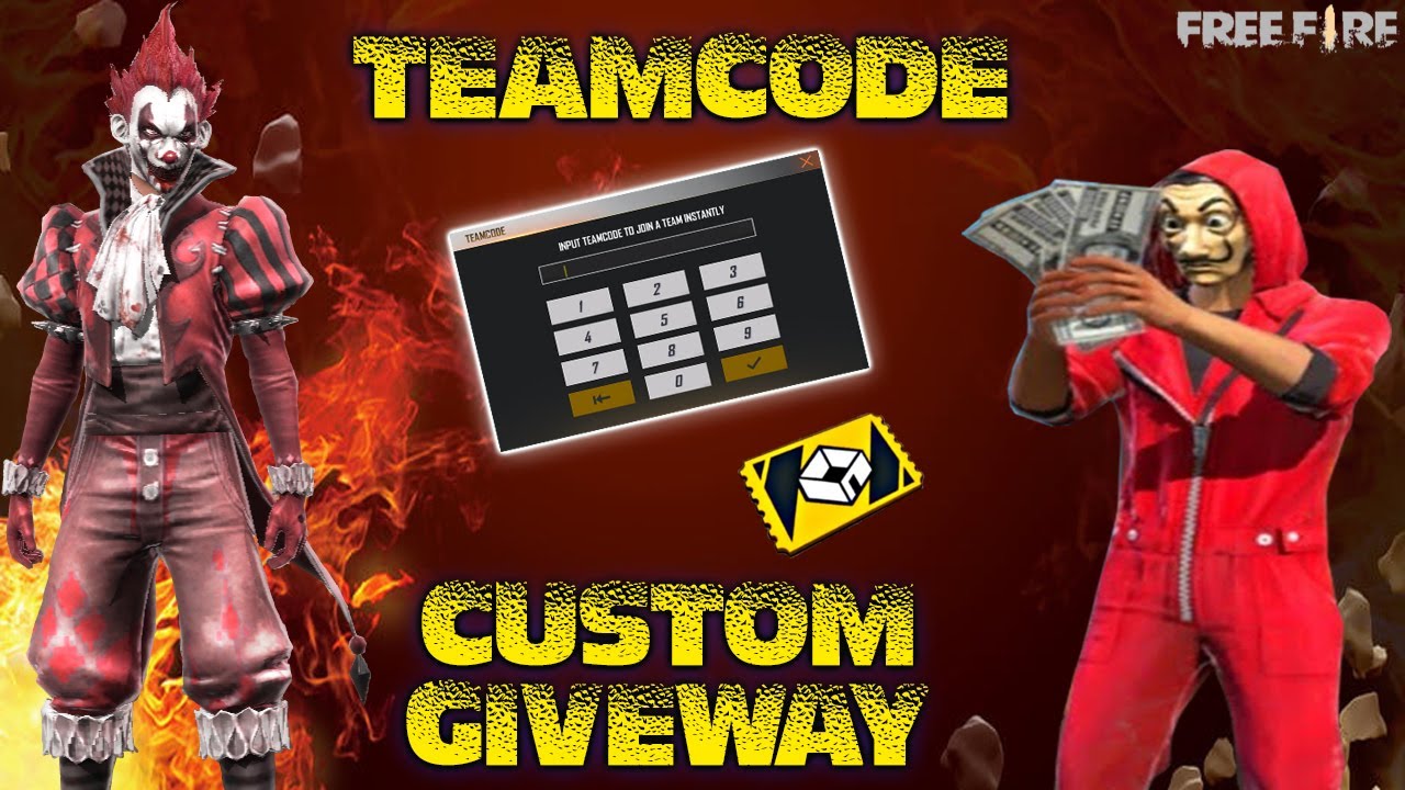 free fire live giveway teamcode giveaway live || ff live - YouTube