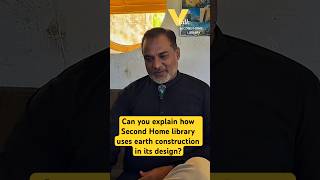 Can you explain how Second Home library uses earth construction in its design?