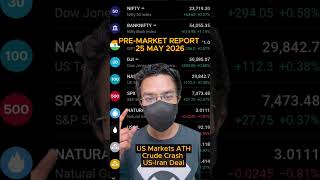 Dow Jones Hits ALL-TIME HIGH 🔥 Iran Deal Progress Crude Oil Crashes Pre-Market Report 25 May 2026