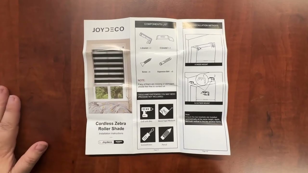 Joydeco 58 Inch Cordless Zebra Blinds for Windows, everything you need is included! just get out tha