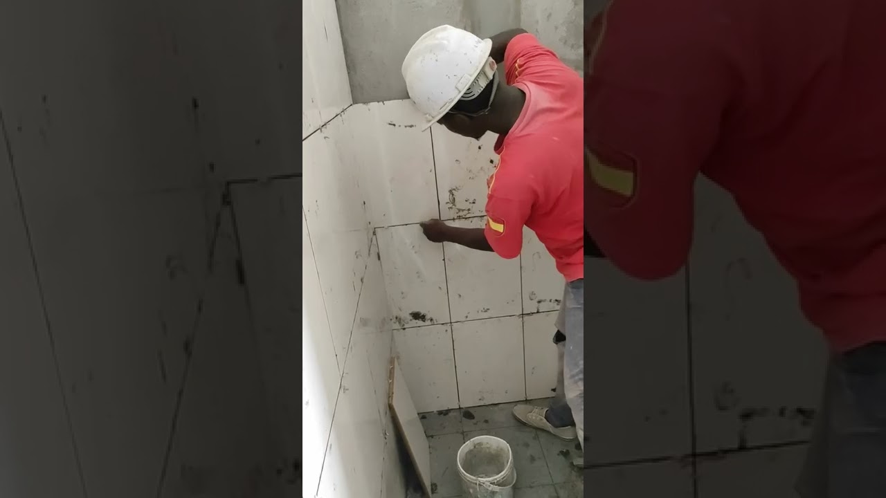 easy way for wall tile installation in  public washrooms-kenya