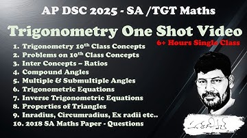AP DSC 2025 - SA /TGT Maths - Trigonometry One Shot Video
