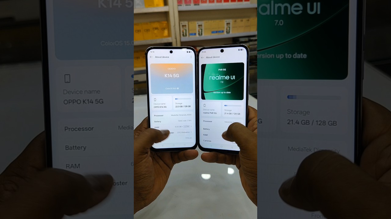 oppo k14 vs realme p4r 5g quick test comparison ⚡first look & test review