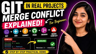 👉 Most Beginners Get Stuck Here 😱 Git Merge Conflict Explained | FREE DevOps course | #devopsvibez 💗