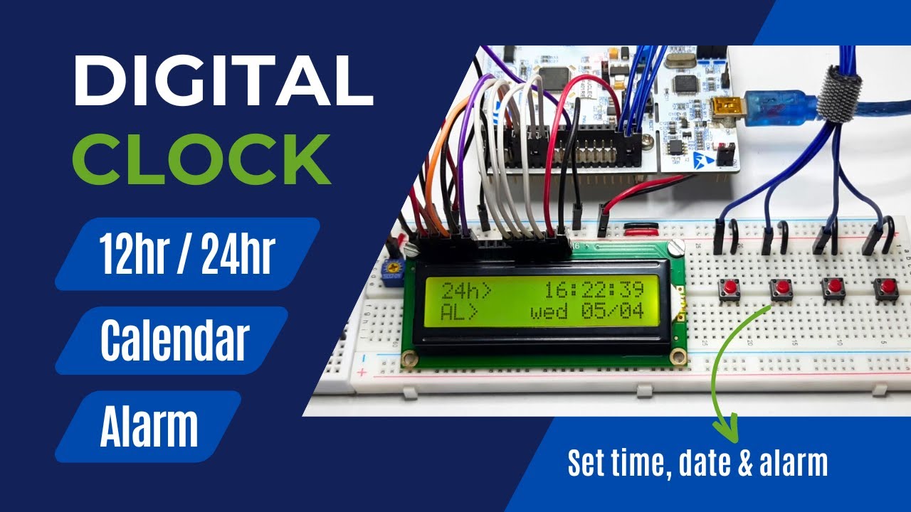 RTC Based Digital Clock & Calendar on LCD | Alarm | STM32 (ARM Cortex ...