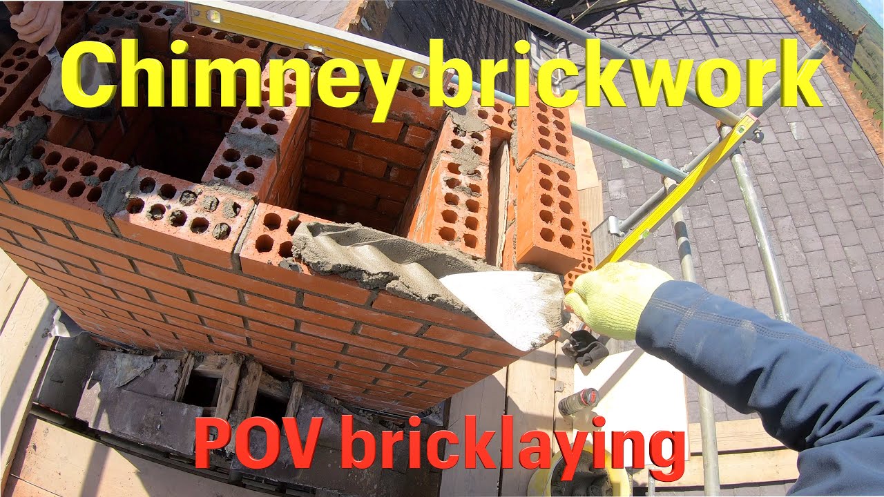 Laying bricks on a chimney - YouTube
