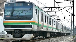 【E231系K-07編成10両  TK入場回送（車体保全）】E231系1000番台ｺﾂK-07編成が回送電車として藤沢駅付近を通過するシーン（回8898M）2023.8.15