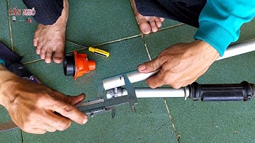 Cách chuyển đổi từ máy cắt cỏ balo cần mềm, sang sử dụng cần cứng. Cách đấu cần máy Echo