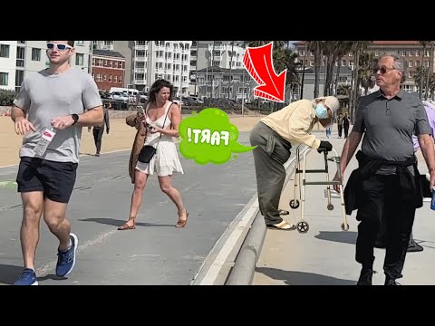 Old Fat  Man Farts On People At The Beach!! (You Can't Run From These Farts)