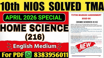 Nios Class 10 Home Science TMA Solved 2025-26 | Nios Home Science TMA 2026 | Nios Home Science TMA