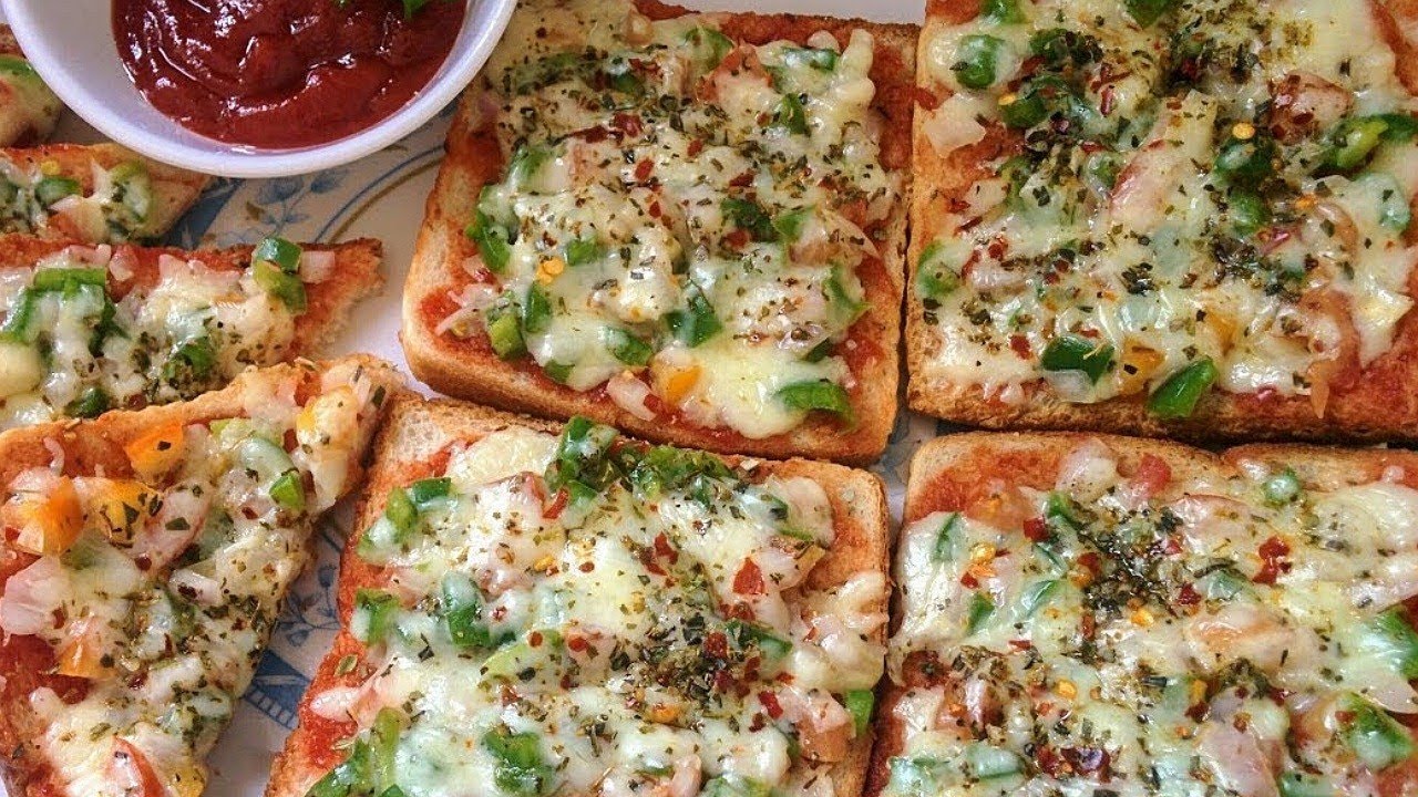Quick roasted vegetable bread pizza